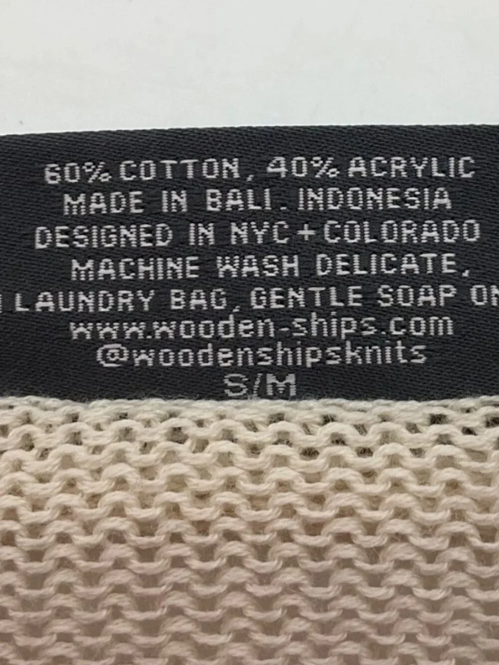 Wooden Ships Paola Buendia S/M Lightweight VNeck Sweater Beige Cotton Bl Coastal - Picture 5 of 11